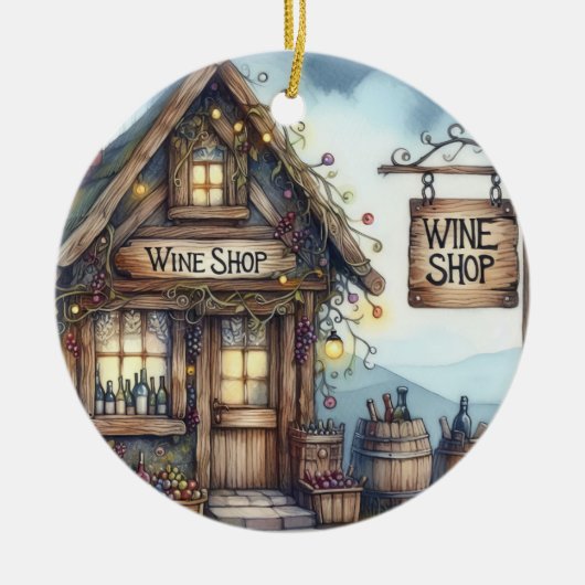 WINE Shop Keramisch Ornament (Voorkant)