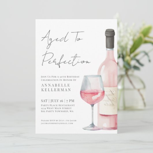 Wine Simple 50th Birthday Party Kaart (Staand voorkant)