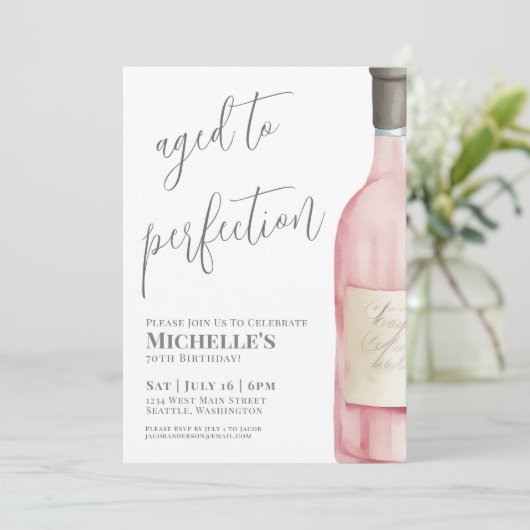 Wine Simple 70th Birthday Party Kaart (Staand voorkant)