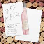 Wine Simple 70th Birthday Party Kaart<br><div class="desc">Sophisticated Wine Simple Seventy 70th Birthday Party Invitation. Markeer zeventig jaar met deze tijdloze en elegante uitnodiging, met een grote waterverf roze en grijze wijnfles aan de rechterkant voor een eigentijdse touch. "Aged to Perfection" is elegant weergegeven aan de bovenkant in script typografie, met een klassieke serif lettertype gebruikt voor...</div>
