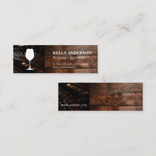 Wine Sommelier | Hout Mini Visitekaartje (Voorkant / Achterkant)