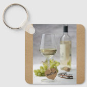 Wine Sommelier Vine Lover Bottle Grape Design Sleutelhanger (Voorkant)