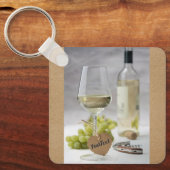 Wine Sommelier Vine Lover Bottle Grape Design Sleutelhanger (Voorkant)