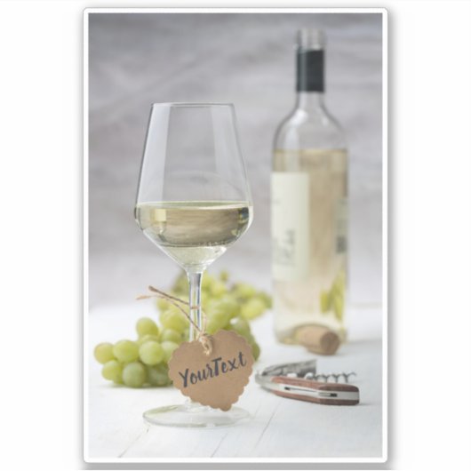 Wine Sommelier Vine Lover Bottle Grape Design Sticker (Voorkant)