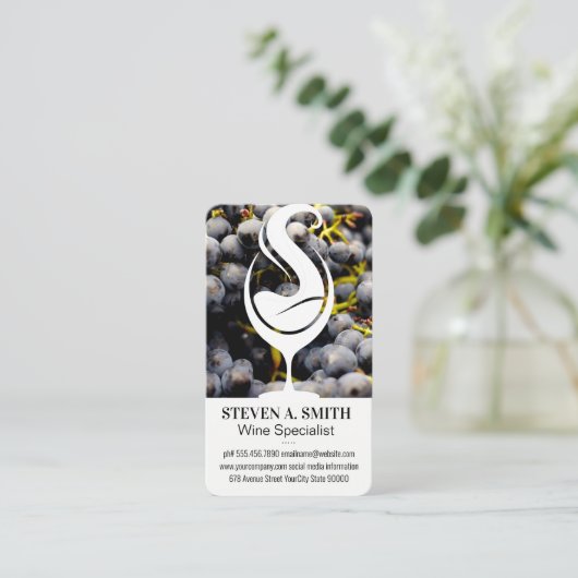 Wine Splash Logo | Druiven Visitekaartje (Staand voorkant)