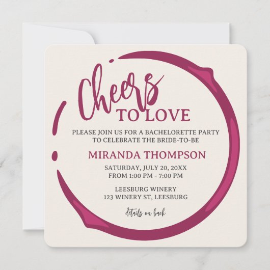 Wine Stain Bachelorette Party Invitation Kaart (Voorkant)