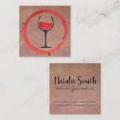 Wine Stain | Glas wijnpictogram Vierkante Visitekaartje (Voorkant / Achterkant)