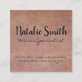 Wine Stain | Glas wijnpictogram Vierkante Visitekaartje (Achterkant)