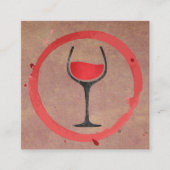 Wine Stain | Glas wijnpictogram Vierkante Visitekaartje (Voorkant)