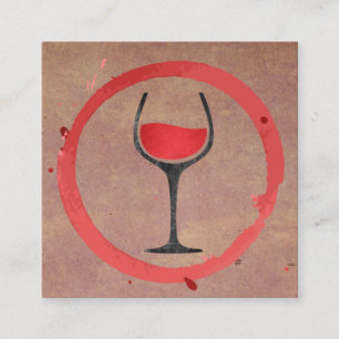 Wine Stain   Glas wijnpictogram Vierkante Visitekaartje