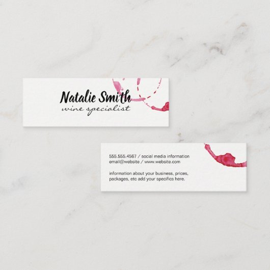 Wine Stain Mini Visitekaartje (Voorkant / Achterkant)
