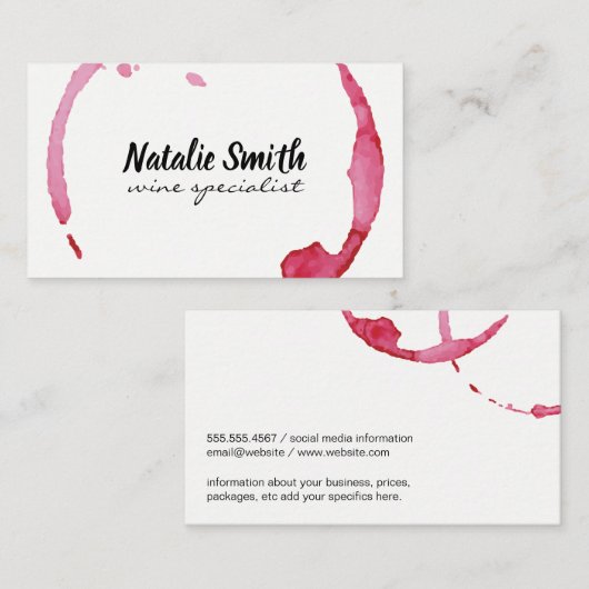 Wine Stain Visitekaartje (Voorkant / Achterkant)