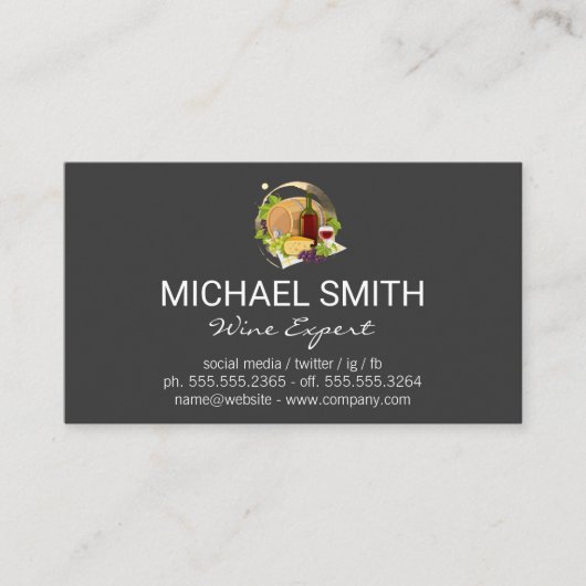 Wine Stain | Wijnflesjes en -druiven Visitekaartje (Voorkant)