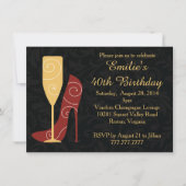 Wine Stiletto Heels Champagne Birthday Invitation Kaart (Voorkant)