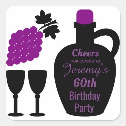 Wine tasting Birthday Milestone Custom Vierkante Sticker (Voorkant)