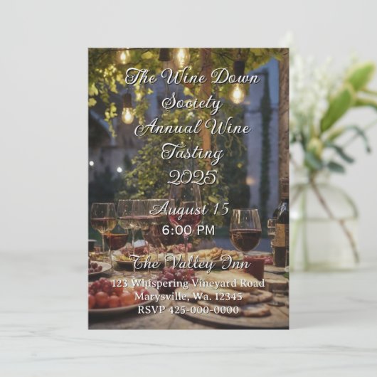 Wine Tasting Evening Invitation Kaart (Staand voorkant)