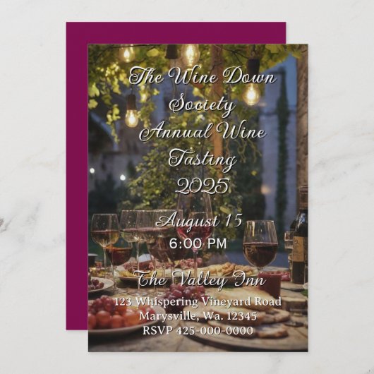 Wine Tasting Evening Invitation Kaart (Voorkant / Achterkant)