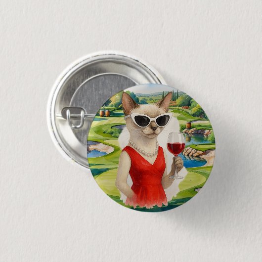 Wine Tasting Event for Cat lovers Ronde Button 3,2 Cm (Voorkant /achterkant)