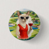 Wine Tasting Event for Cat lovers Ronde Button 3,2 Cm (Voorkant)