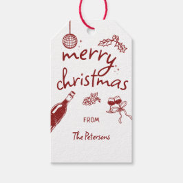 Wine Tasting Holiday Christmas Party Hand-Drawn Cadeaulabel