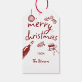 Wine Tasting Holiday Christmas Party Hand-Drawn Cadeaulabel (Achterkant)