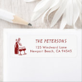 Wine Tasting Holiday Christmas Party Hand-Drawn Etiket (Insitu)