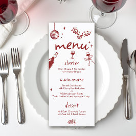 Wine Tasting Holiday Christmas Party Hand-Drawn Menu