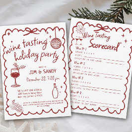 Wine Tasting Holiday Party Hand Drawn Whimsical Kaart