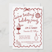 Wine Tasting Holiday Party Hand Drawn Whimsical Kaart (Voorkant)