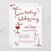 Wine Tasting Holidays Party Whimsical Christmas Feestdagenkaart (Voorkant / Achterkant)