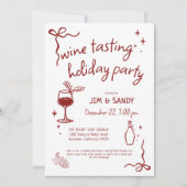 Wine Tasting Holidays Party Whimsical Christmas Kaart (Voorkant)