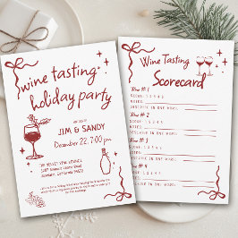 Wine Tasting Holidays Party Whimsical Christmas Kaart