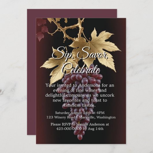 Wine Tasting Invitation Kaart (Voorkant / Achterkant)