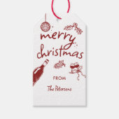 Wine Tasting Party Holiday Christmas Hand-Drawn Cadeaulabel (Voorkant)