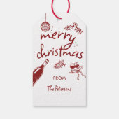 Wine Tasting Party Holiday Christmas Hand-Drawn Cadeaulabel (Achterkant)