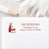 Wine Tasting Party Holiday Christmas Hand-Drawn Etiket (Insitu)