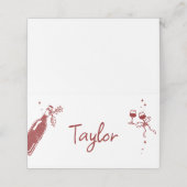 Wine Tasting Party Holiday Christmas Hand-Drawn Plaatskaartje (Buitenkant ongevouwen)