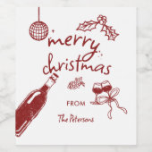 Wine Tasting Party Holiday Christmas Hand-Drawn Wijn Etiket (Enkel label)
