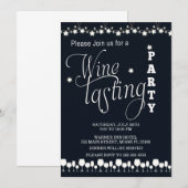 Wine Tasting Party Invitation Black White Kaart (Voorkant / Achterkant)