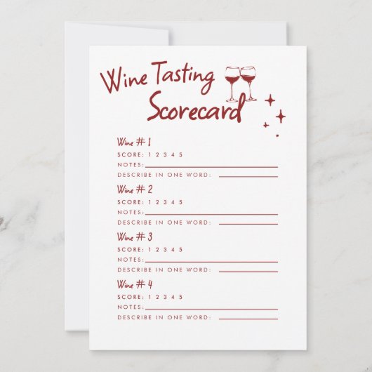 Wine Tasting Party Scorecard Game Doodle Holiday Kaart (Achterkant)
