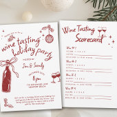 Wine Tasting Party Scorecard Game Doodle Holiday Kaart