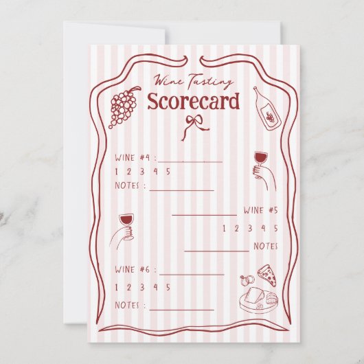 Wine Tasting Score Card Hand Drawn Rating Sheet Kaart (Achterkant)