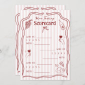 Wine Tasting Score Card Hand Drawn Rating Sheet Kaart (Voorkant / Achterkant)