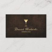 Wine Tasting Sommelier Bartender Elegant Leather Visitekaartje (Voorkant)