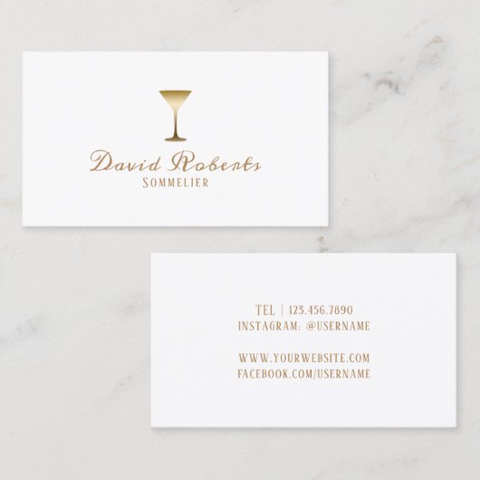 Wine Tasting Sommelier Bartender Plain White Visitekaartje (Voorkant / Achterkant)