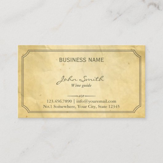 Wine Tasting Sommelier  Visitekaartje (Voorkant)