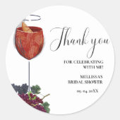 WIne Tasting vrijgezellenfeest Dank u Ronde Sticker (Voorkant)