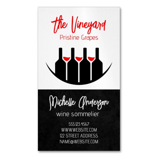 Wine Tastings | Bottles and Glasses  Magnetisch Visitekaartje (Voorkant Verticaal)