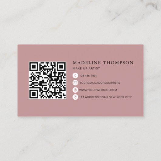 Wine Tinted Lips Kalligrafie Script QR-code Visitekaartje (Achterkant)