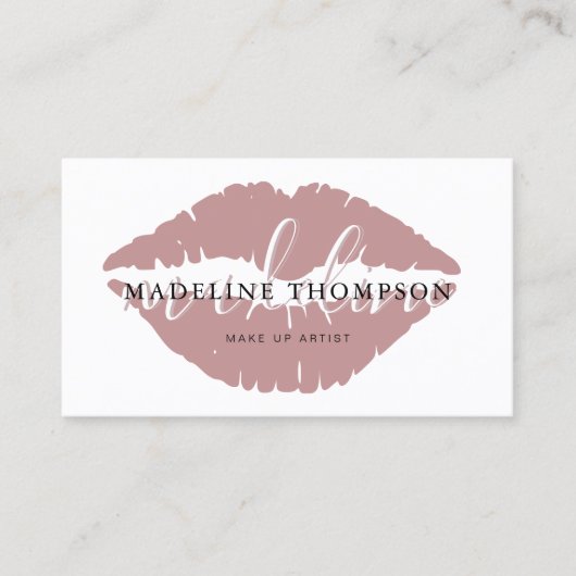 Wine Tinted Lips Kalligrafie Script QR-code Visitekaartje (Voorkant)